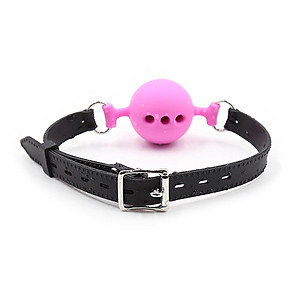 Open Breathable Leather Paly Buckle Belt Silicon Mouth Gag for Women