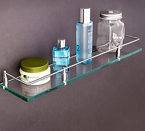 Kệ gương KG69 dùng cho phòng tắm để xà bông, mỹ phẩm đa năng dễ tiện lợi, kính cường lực chống xước inox304 cao cấp (500x120x10mm)- Hàng chính hãng