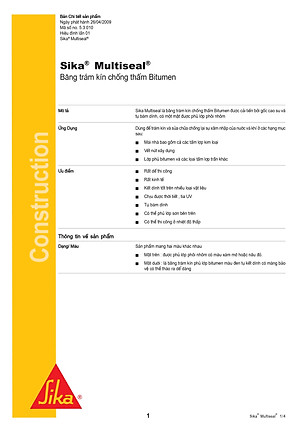 Băng keo chống dột, Chống thấm siêu dính, dùng được trên mọi vật liệu - Sika Multiseal (cuộn 7.5cm x 10m)