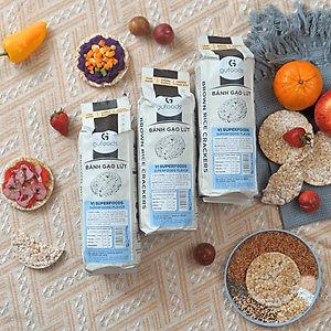 Bánh gạo lứt GUfoods (510g) - Không chiên dầu, Không đường, Từ gạo và ngũ cốc nguyên hạt, Lành mạnh, Phù hợp Eat clean, Ăn vặt healthy, Thực dưỡng, Tập gym, Thuần chay, Đa dạng hương vị