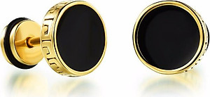 Bông Tai Nam Hình Tròn Màu Đen Chất Liệu Thép Titan Không Đen Không Dị Ứng TT 0689 - 1 cặp