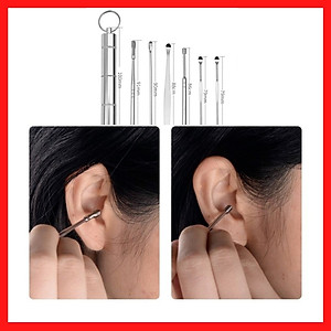 Dụng Cụ Lấy Ráy Tai, Bộ Ngoáy Tai 6 Chiếc KUNBE, Chất Liệu Inox Cao Cấp Giúp Vệ Sinh Tai An Toàn, Chuyên Nghiệp