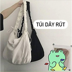 Túi xoắn dây.  đeo chéo,tote đi học hàng Ulzzang, 2 màu Đen Trắng vải Kaki mềm, dây rút điều chỉnh 
