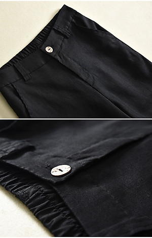 Quần nam ống rộng lưng thun chất liệu đũi