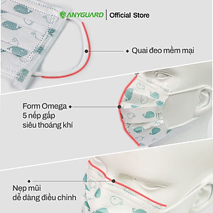 Khẩu Trang Trẻ Em Anyguard Hàn Quốc 3 Lớp Chính Hãng (Cho Bé Dưới 7 Tuổi - Hộp 50 Chiếc)-베이비 마스크 - Face Mask For Kids Under 7 yearsold-ISO 9001:2015, ISO 13485:2016, QCVN 01:2017/BTC