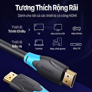 Cáp HDMI chuẩn 2.0 chất lượng  4K 60Hz Vention dây cáp HDMI tốc độ cao chuyên dụng dành cho 1080P 3D TV LCD/màn hình máy chiếu PS4/Xbox/Máy tính/Laptop - Hàng chính hãng