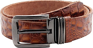 Thắt Lưng Nam Vân Cá Sấu 1 Lớp Huy Hoàng HT4124 (120 x 4 cm) - Nâu