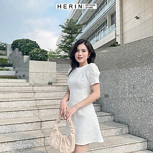 Đầm dự tiệc gấm nữ trắng dễ thương diện tết cực xinh mã [GAM XOP]