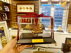 Mô hình thuyền buồm mạ vàng MT Gold Art sze s- hàng chính hãng, quà tặng danh cho sếp, khách hàng, đối tác