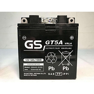 Bình ắc quy khô GS GT5A 12V-5Ah cho xe máy Dream, Wave, Future, Sirius, Jupiter, Taurus, Mio