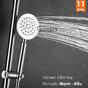 Sen cây tắm đứng nóng lạnh inox 304 KOSKO (BH 24 THÁNG), sen tắm nóng lạnh tròn T