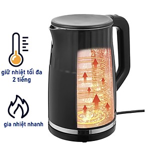 Ấm đun siêu tốc Daewoo 1.7L DWK-17DGT Hàng Chính Hãng điều khiển cảm ứng, chỉnh nhiều mức nhiệt, bảo hành 2 năm