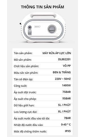 [TẶNG Ổ CẮM ĐIỆN + MIẾNG RỬA XE] Máy Xịt Rửa Mini Động Cơ Lõi Đồng Deli Cao Áp Chính Hãng 1 đổi 1 Bảo Hành 36 Tháng Rửa Xe Tưới Cây Vệ Sinh Nhà Cửa