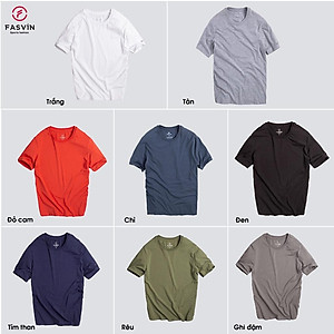 Áo Thun Trơn Nam COTTON FASVIN Vải Mềm Mát Co Giãn Hàng Nhà Máy TS20218.HN