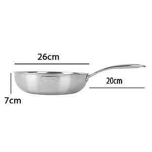 Chảo Inox 304 Cao Cấp 3 Lớp Đáy Liền Elmich Trimax kèm vung kính - Hàng chính hãng