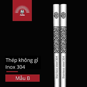 Đũa Vuông Inox 304 Chống Trượt Soika - Hộp 10 Đôi 