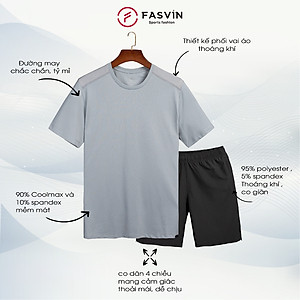 Bộ Quần Áo Thể Thao Nam FASVIN TS24625+Q25475.HN Hàng Nhà Máy Chất Liệu Mềm Mại Phom Dáng Đẹp