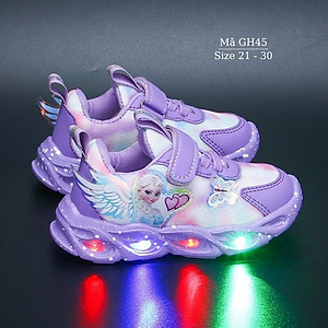 Giày thể thao bé gái có đèn LED phát sáng họa tiết Elsa thiên thần xinh xắn và dễ thương 1 2 3 4 5 tuổi phong cách GH45