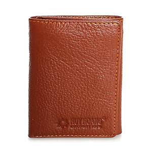 Bóp da bò Huy Hoàng 3 gấp loại nhỏ màu da, đen, nâu HT3136-37-38