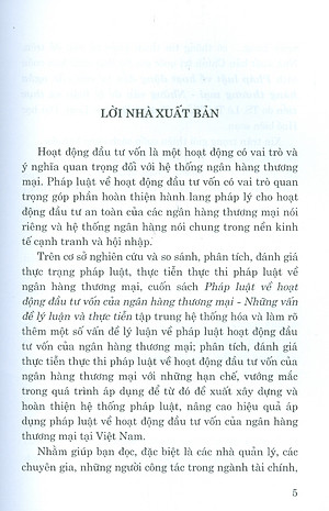 Pháp luật về hoạt động đấu tư vốn của ngân hàng thương mại - Những vân đề lý luận và thực tiễn