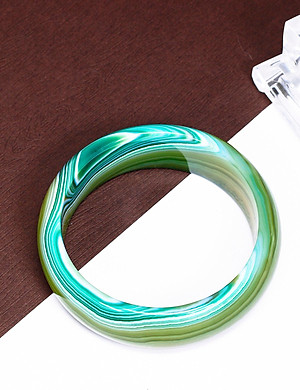 Vòng tay đá mã não xanh bản dày mệnh mộc hỏa - Ngọc Qúy Gemstones