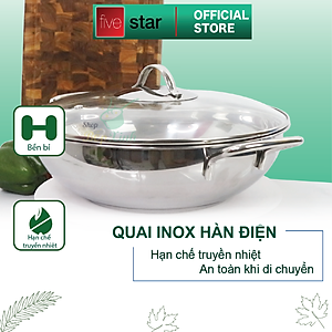 Nồi lẩu xào 3 đáy từ cao cấp Fivestar 32cm nắp kính , tặng 2 vá canh