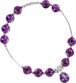 Vòng tay đá thạch anh tím phối charm bi bạc mệnh hỏa, thổ - Ngọc Quý Gemstones