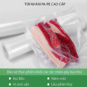 Cuộn Túi Hút Chân Không Thực Phẩm Một Mặt Nhám Một Mặt Trơn Dạng Hạt Mịn Phù Hợp Cho Tất Cả Các Dòng Máy Hút Chân Không GROFA