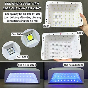 Máy Hơ T8 SNRQI Bản Mới 2025 LED TRẮNG 72W Làm Nail Nhanh Khô Sơn Gel, Bảo Hành 6 Tháng, Khoang Rộng Hơ 2 Tay Cùng Lúc, 4 Chế Độ Hơ Đệm Kê Tay 60 Bóng