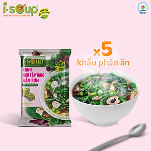 Canh Rau Tập Tàng Nấm Rơm Ăn Liền ISOUP 35g 05 Viên - Viên Canh Ăn Liền Sấy Thăng Hoa