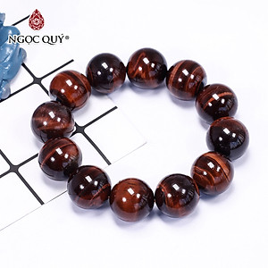 Vòng tay đá thạch anh mắt hổ nâu đỏ size hạt 18mm mệnh hỏa, thổ - Ngọc Quý Gemstones