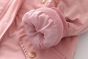 Áo khoác cho bé gái 4-14 tuổi bên trong lót lông mũ có tai chất liệu vải cao cấp