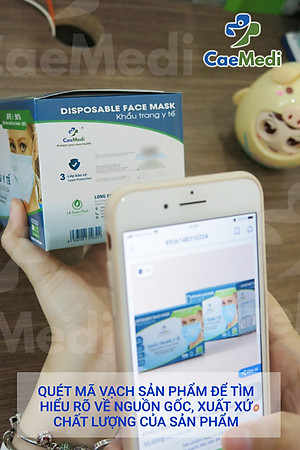 COMBO 5 HỘP Khẩu trang y tế CAEMEDI 3 lớp TRẮNG Cao cấp, kháng khuẩn, lọc bụi bẩn đạt chuẩn BFE, FDA xuất khẩu Hoa Kỳ - Hộp 50 cái