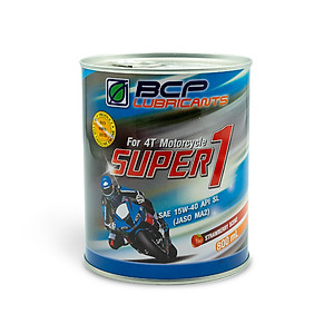 Lon nhớt xe số BCP Super 1 - SAE 15W40 - API SL - JASO MA2 - 800 mL - Tặng 1 phễu thay nhớt cán dài