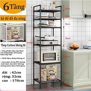 Kệ Nhà Bếp, Kệ Phòng Khách 6 Tầng Đa Năng, Khung Thép Carbon Sơn Tĩnh Điện Chống Rỉ - HÀNG CHÍNH HÃNG MINIIN