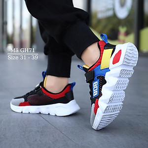 Giày thể thao bé trai 6 - 12 tuổi siêu nhẹ kháng khuẩn màu đen vàng thời trang phù hợp cho trẻ em nam học sinh đi học chơi bóng chuyền bóng rổ du lịch năng động cá tính phong cách Hàn Quốc Nhím Shop GH71