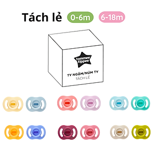Ty ngậm silicon siêu nhẹ cho bé Tommee Tippee Ultra Light 0-6 tháng (vỉ đôi)