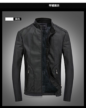 Áo khoác da nam lót lông SITAKI cao cấp - AD14 Đen