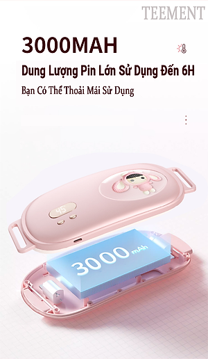 Đai Massage Bụng Kinh Teement, Máy Massage Bụng Kinh, Đai Chườm Nóng Giảm Đau Bụng Kinh, Rung Làm Ấm Giảm Đau 3 Chế Độ - Hàng Chính Hãng