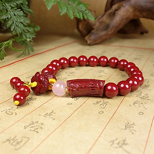 VÒNG TAY CHU SA NHƯ Ý CÁT TƯỜNG KHẮC LỤC TỰ OM MANI VÀ HOA SEN