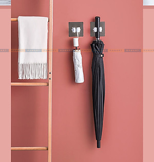 Móc Treo Chổi Dán Tường Hamart Kẹp Cây Lau Nhà Dính Siêu Chắc Chịu Lực Ánh Kim Cao Cấp BẢN LỚN 8x8