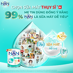Sữa bột Nestlé NAN OPTIPRO PLUS 4 1500g/lon với 5HMO Giúp tiêu hóa tốt + Tăng cường đề kháng (2 - 6 tuổi) - Tặng Bình nước tuần lộc