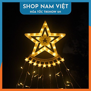 Đèn Sao Thả 9 Dây Năng Lượng Mặt Trời Trang Trí Giáng Sinh, Năm Mới