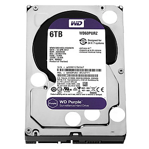Ổ Cứng HDD Camera WD Purple™ 6TB/64MB/3.5 IntelliPower - WD60PURZ - Hàng Chính Hãng