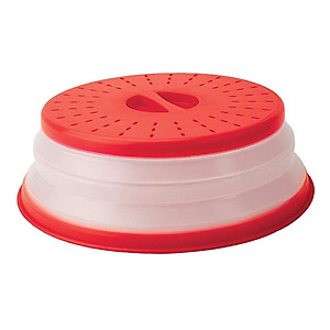 Plastic Microwave Food Cover Vented Splatter Protector Lid Safe Vent Yellow