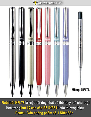 Bút ký Pentel B811 cao cấp ngòi 0.8mm mực xanh thiết kế thanh lịch đa dạng màu sắc