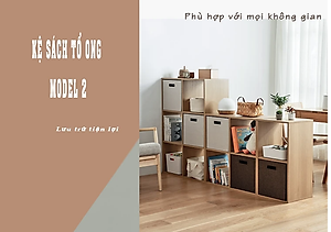 Kệ sách tổ ong vân gỗ dễ dàng kết hợp với bàn làm việc