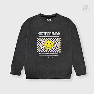 Bộ dài tay bé trai BIGFOX - MISS MEOW size đại, bộ thu đông cho bé phong cách Âu Mỹ hình in Mặt cười 41- 56kg QATE