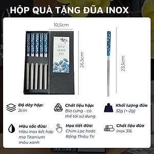 Hộp quà tặng đũa inox 316 DandiHome cao cấp mạ Titanium Plated