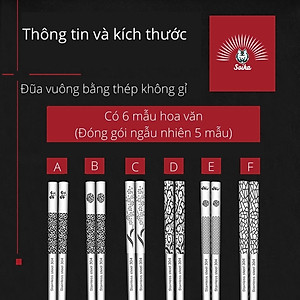 Đũa Vuông Inox 304 Chống Trượt Soika - Hộp 10 Đôi 